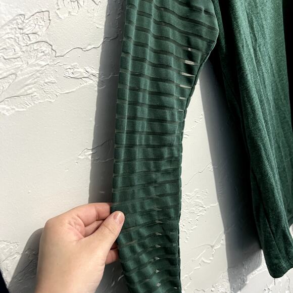 HOTAPEI green sheer sleeve‎ long sleeve shirt womens medium casual boho chic - Picture 2 of 5